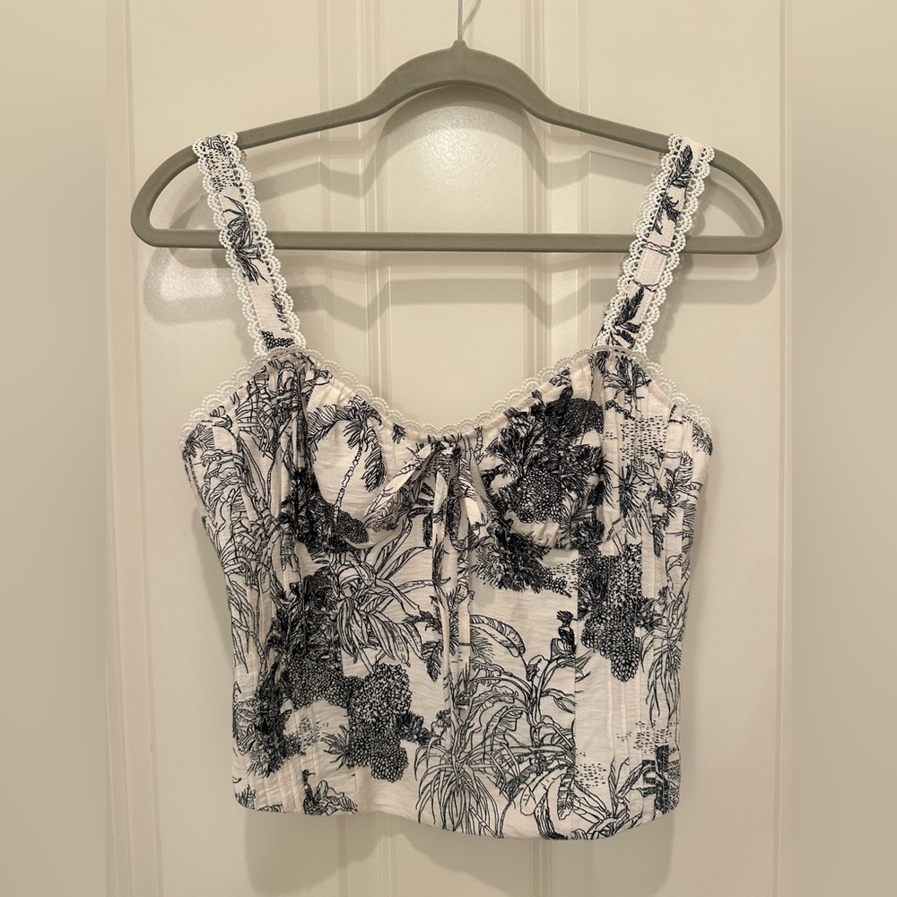 Floral Lace-Trimmed Camisole Top